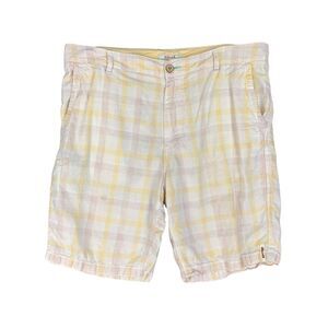 Tommy Bahama Shorts Mens 36 Linen Plaid Flat Front Lightweight Beach Bermuda